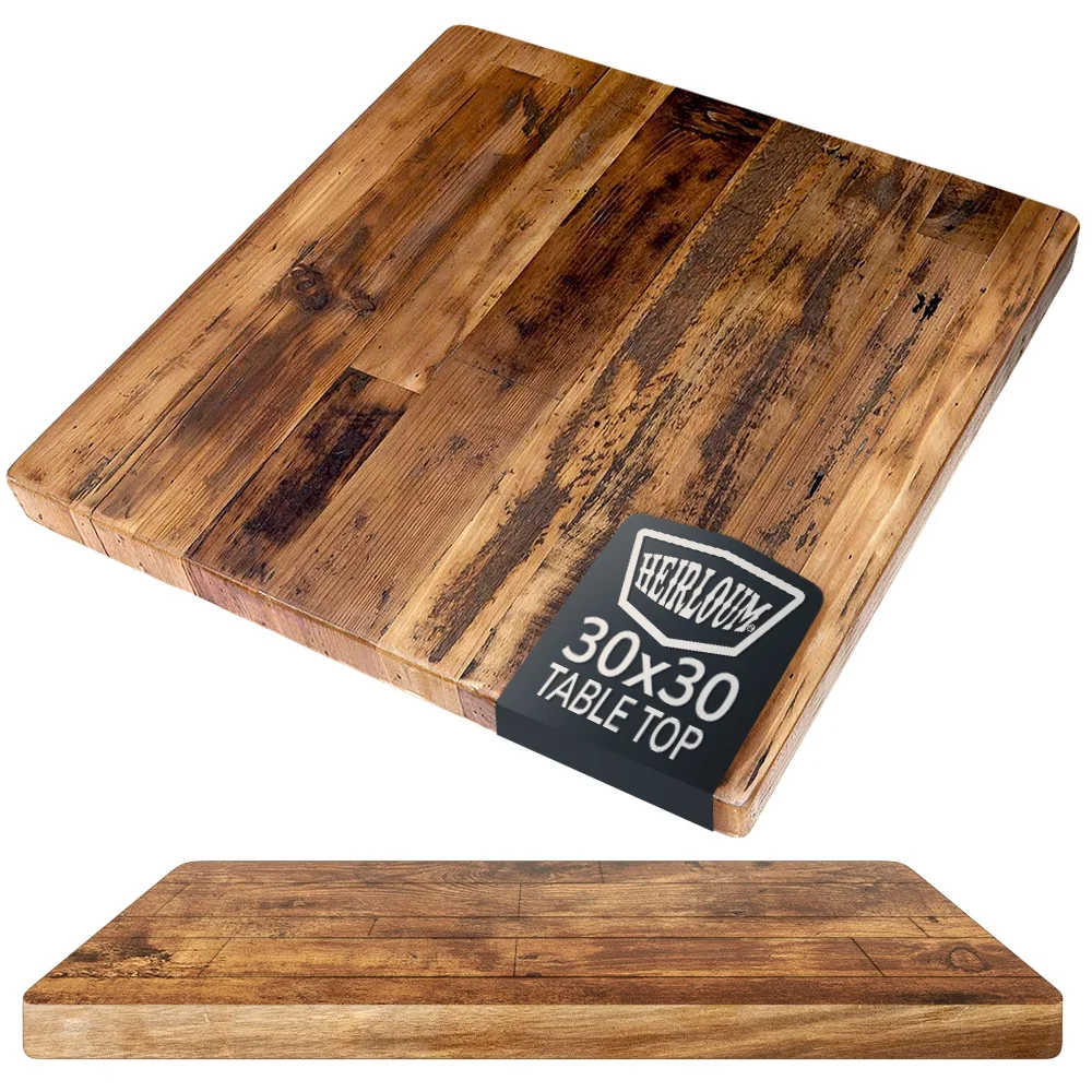 HEIRLOUM Reclaimed Wood Table Top – Rustic Recycled Solid Wooden Piece Perfect for Kitchens, Dining and Coffee Table Tops (Reclaimed Wood Table Top – Economy, 30 x 30)