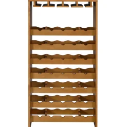Alternative view of ACME Hanzi Wood 35-Bottle Wine Cabinet with Stemware Rack in Oak