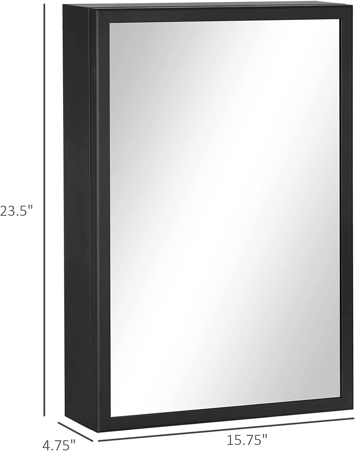 Wall-Mounted Medicine Cabinet with Mirror, Stainless Steel Bathroom Mirror Cabinet Wall Mounted with Storage Shelves for Living Room and Laundry Room, Black - Image 3