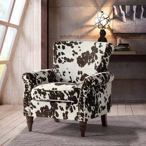 HULALA HOME Modern Wingback Accent Chair with Wood Legs & Removable Cushion, Comfy Upholstered Armchair with Nailhead Trim, Floral Pattern Single Sofa Chair for Living Room Bedroom, Blue - Image 47