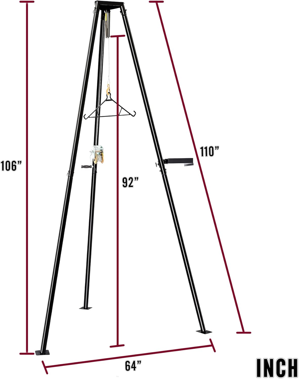 YIELDEDLAND 500lb Capacity Tripod Game Hoist Deer Hanger and Complete Hoist Kit with Gambrel and Manual Winch for Hunting Season Game up to 500 Pound - Image 4