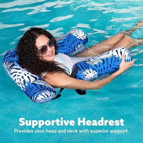 Sloosh Pool Floats Chairs Adult,Inflatable Pool Lounge,Plant Pattern Floating Mat Hammock,Blow up Water Chairs Noodles rafts for Party Summer Water Beach Fun - Image 20