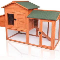LAZY BUDDY 52” Wooden Chicken Coop for 3-5 Chickens, Outdoor Yard Hen House with Nesting Box, Cages for Rabbit, Bunny, Small Animals