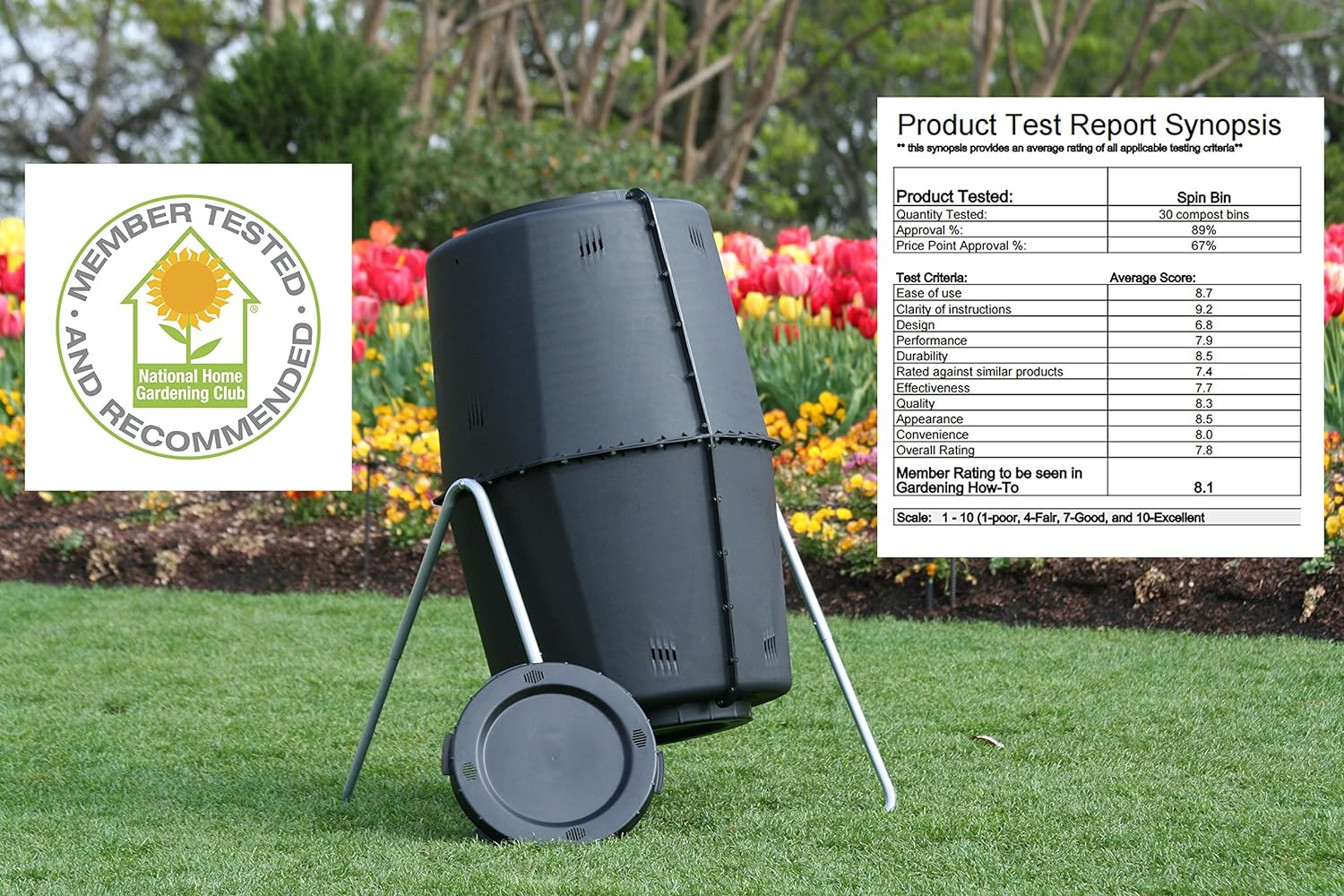 Spin Bin 60 Gal. Outdoor Compost Tumbler Rotating Garden Composter Bin (Black) - Image 6