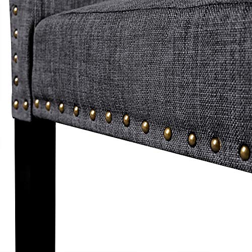 Yaheetech Upholstered Parsons Dining Chairs Set of 6, Fabric Dining Room Chairs Side Chair with Nailhead Trim and Wood Legs for Living Room, Padded Chairs, Khaki(3 Package) - Image 9