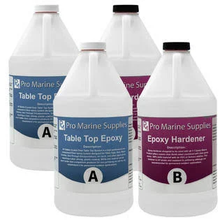 Pro Marine Supplies Crystal Clear Bar Table Top Epoxy Resin Coating for Wood Tabletop – 4 Gallon Kit