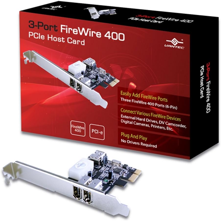 Vantec 2+1 FireWire 800/400 PCIe Combo Host Card (UGT-FW210) Pack of 2