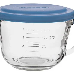 Anchor Hocking Glass Batter Bowl with Blue Lid, 2 Quart