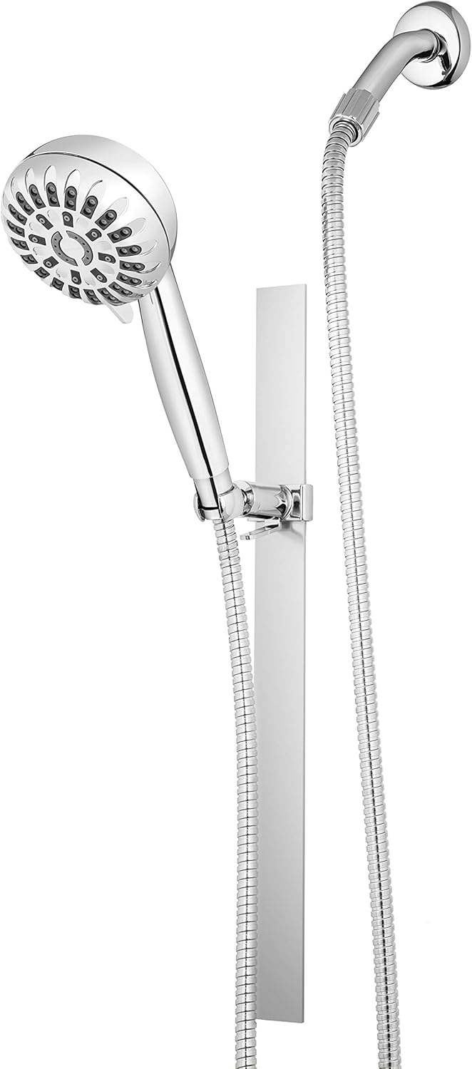 Waterpik Slide Rail Hand Held Shower Head Chrome Height Select with PowerPulse Therapeutic Massage Spray, SRXPP-763ME