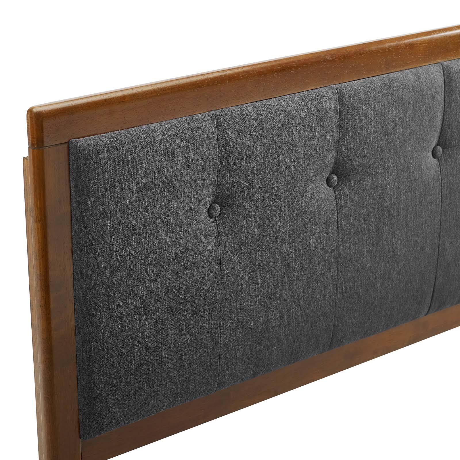 Modway Draper Tufted Queen Fabric and Wood Headboard – Walnut Charcoal - Image 10