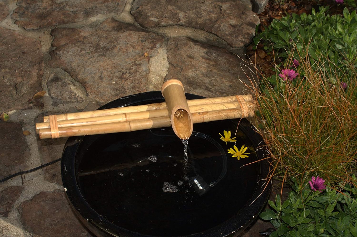 Bamboo Accents Water Fountain & Pump Kit ?C 18 inch, 3 Arm Style Split-Resistant All Natural Bamboo ?C DIY Indoor/Outdoor Zen Garden – Fits 15-30 inch Bowl (not Included) - Image 5
