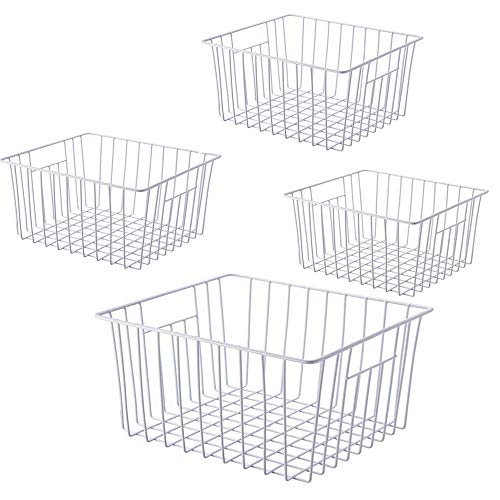 Freezer Wire Baskets, Kitchen Storage Organizer Bins for Chest and Upright Freezer, Refrigerator Dividers Containers with Handles – Pearl White (3) - Image 37