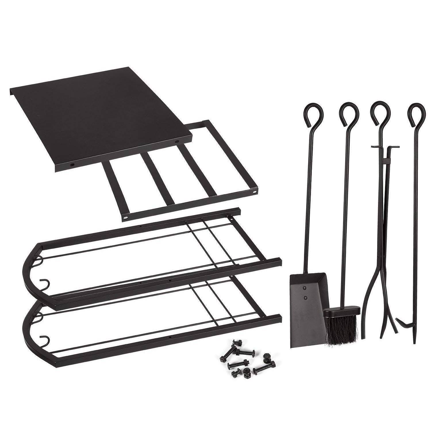 Juvale Firewood Rack with 4 Fireplace Tools – Fireplace Log Holder for Indoor An - Image 6
