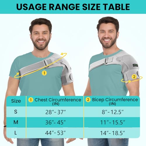 Shoulder Brace- Torn Rotator Cuff Recovery Supports for Men&Women,Adjustable Fit Sleeve Wrap,for AC Joint Pain Relief,Shoulder Injuries&Tears,Bursitis,Swelling,Tendonitis (Gray, Small)?? - Image 6