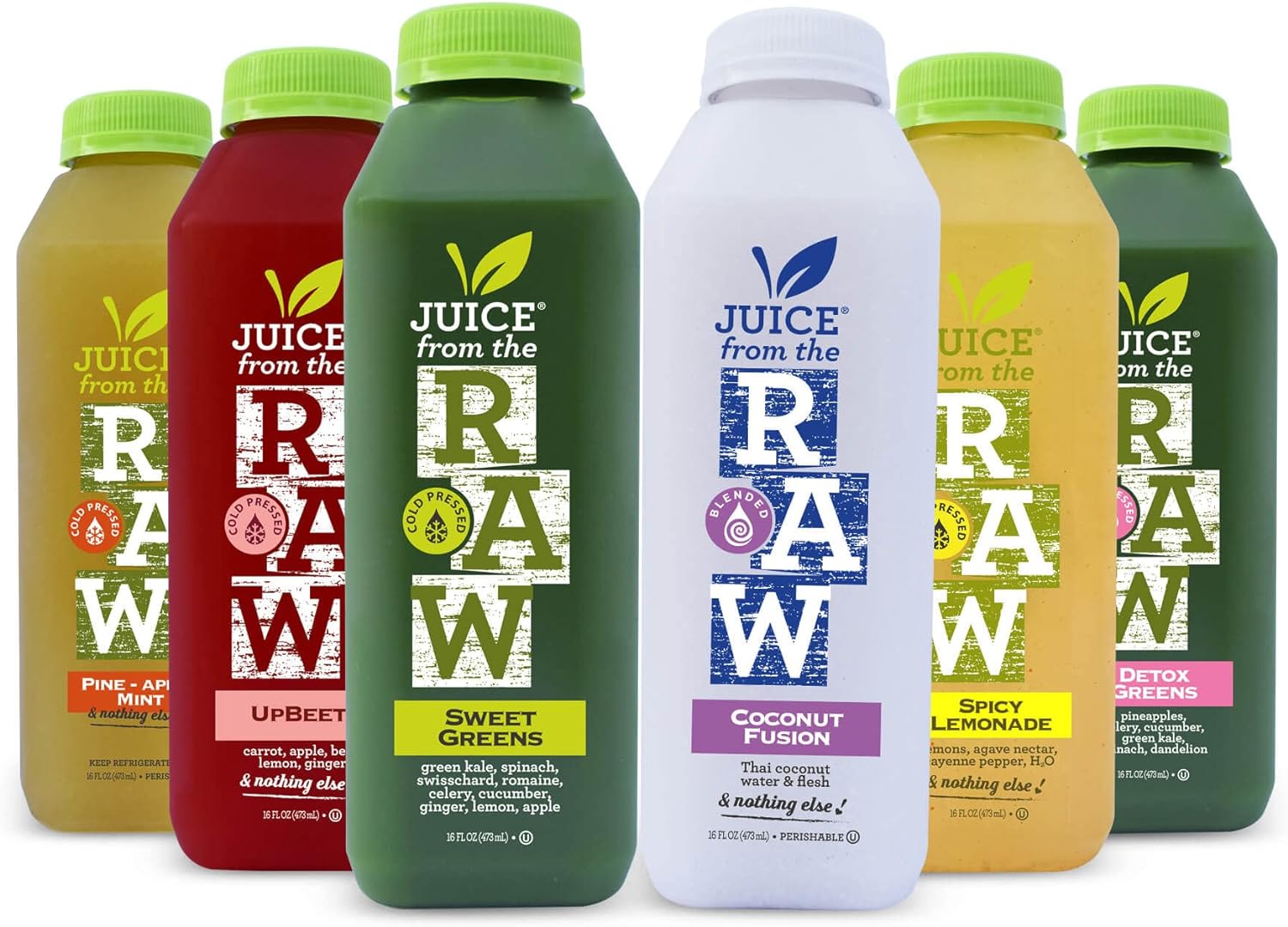3-Day Juice Cleanse with Coconut Fusion by Juice From the RAW? – 100% Raw Cold-Pressed Juices (18 Total 16 oz. Bottles)
