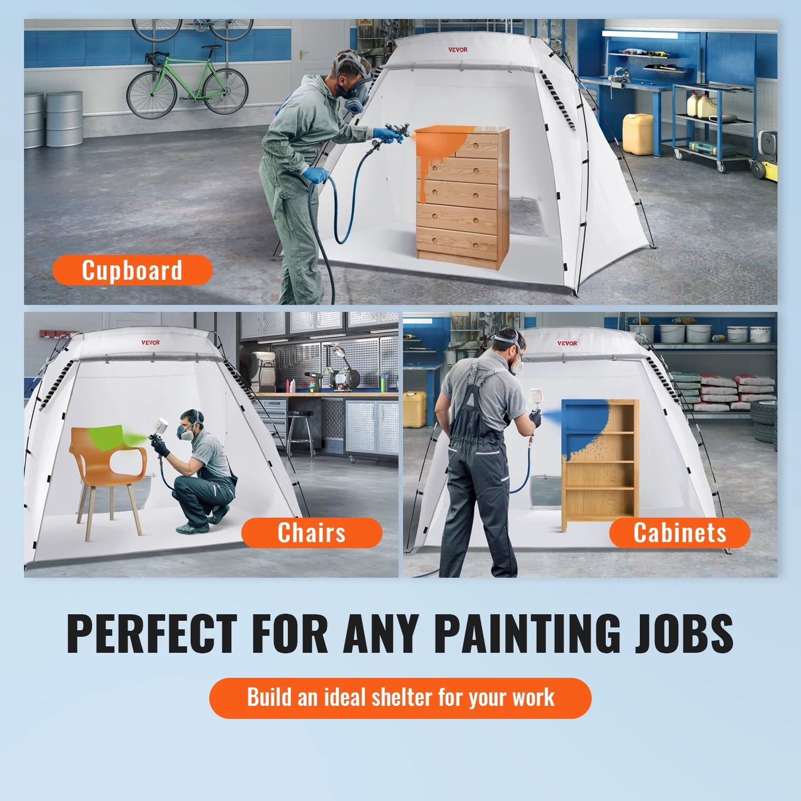 SKYSHALO Portable Paint Booth, Larger Spray Paint Tent with Built-in Floor & Mesh Screen, 7.5×5.2×5.2ft Spray Paint Shelter, Painting Tent Station for Furniture DIY Hobby Tool - Image 4