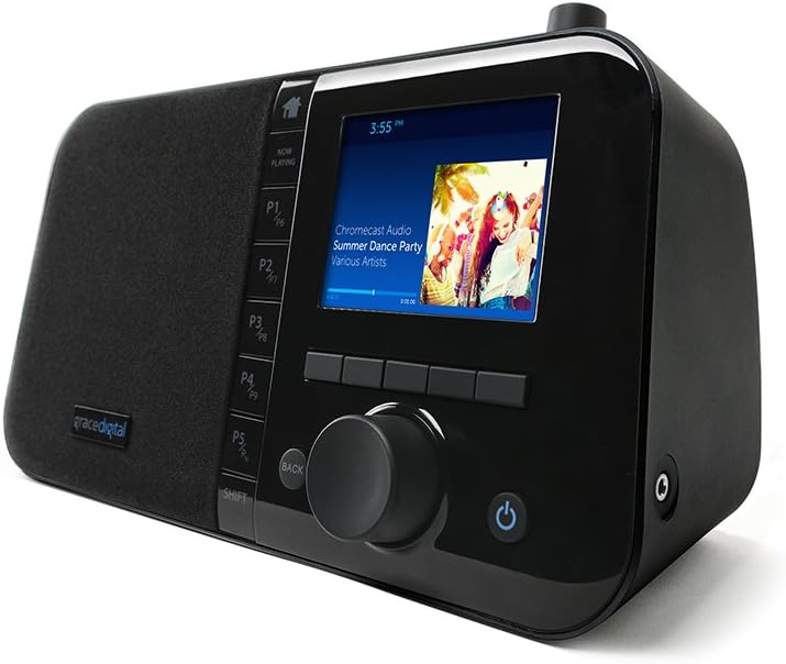 Grace Digital Mondo Elite Smart Internet Radio, Bluetooth, Wi-Fi, 7-Day Alarm ?C Microphone-Free (Black)