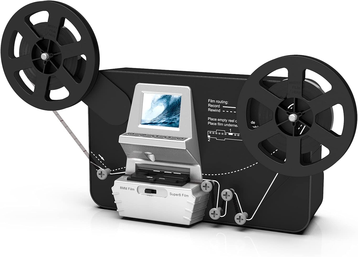 8mm & Super 8 Reels to Digital MovieMaker Film Sanner Converter, Pro Film Digitizer Machine with 2.4 LCD, Convert 5 inch and 8 inch 8mm Super 8 Film reels into 1080P Digital Videos - Image 2