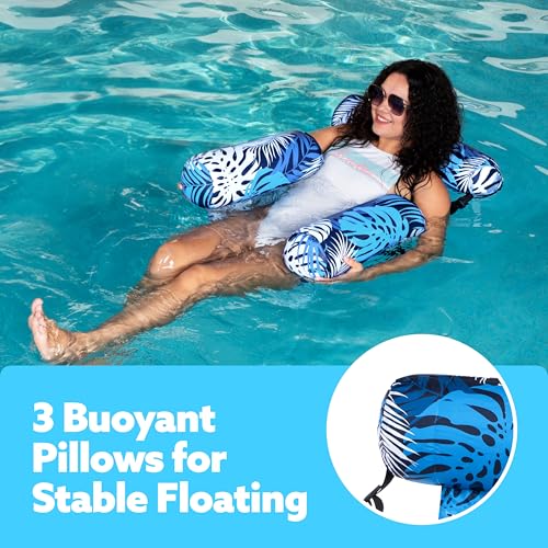 Sloosh Pool Floats Chairs Adult,Inflatable Pool Lounge,Plant Pattern Floating Mat Hammock,Blow up Water Chairs Noodles rafts for Party Summer Water Beach Fun - Image 18