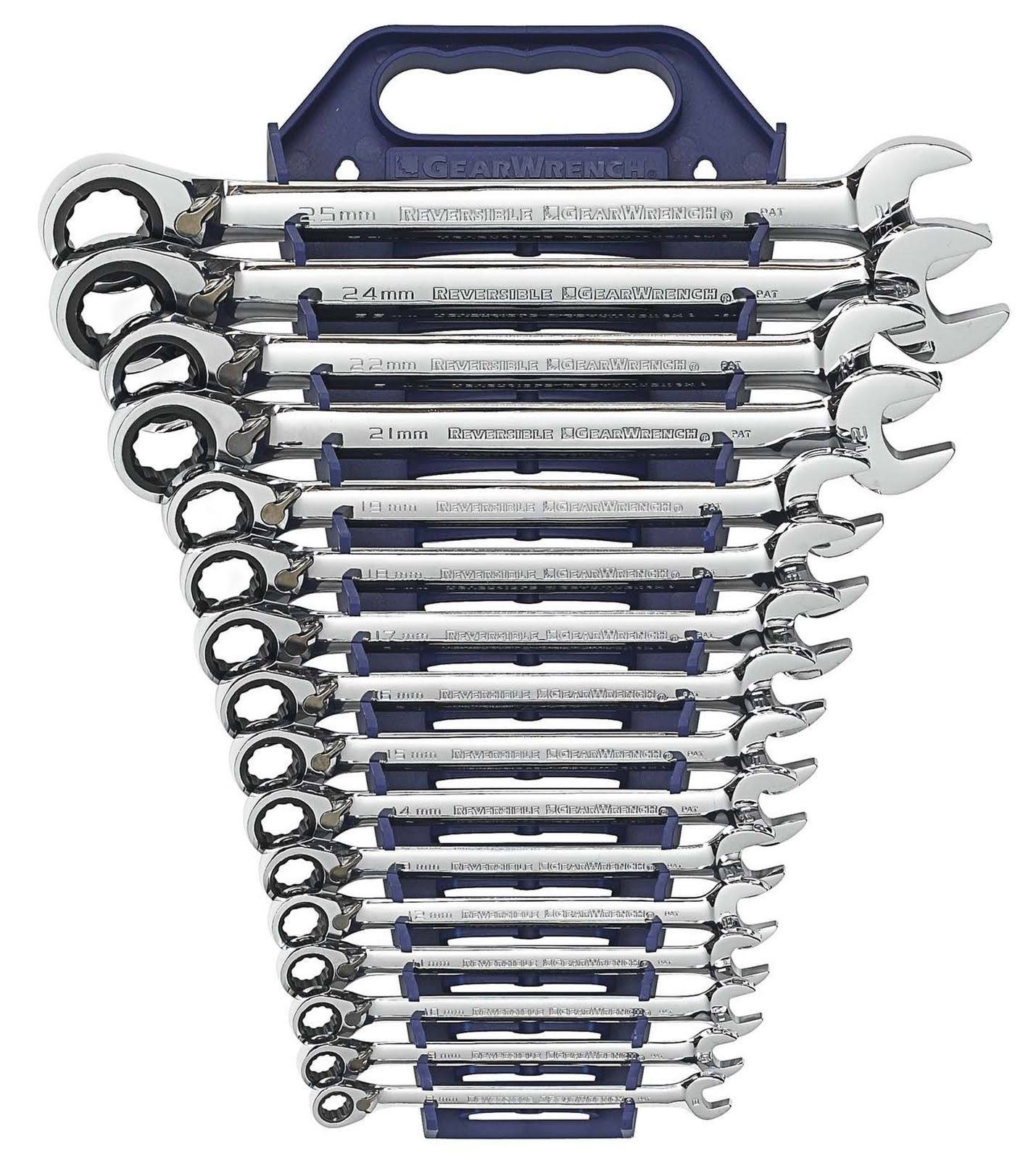 GearWrench 9602 16-Piece Reversible Combination Ratcheting Wrench Set Metric