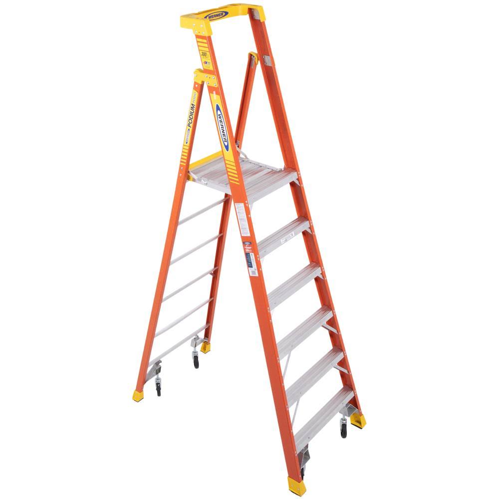 Werner PD6206-4C Podium Stepladder,6 Ft,fiberglass,300 lb - Image 2