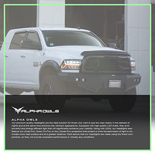 Alpha Owls 8710401 Crystal Headlights With Switchback Sequential LED Light Bar & Startup Light – Black Amber Fits 2009-2018 Dodge Ram 1500 2500 3500/2019-2023 Classic Halogen Models - Image 9