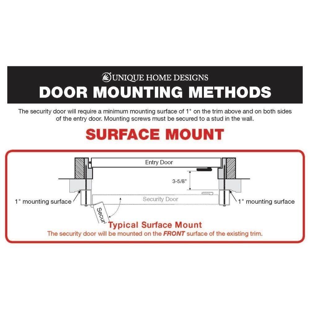 Unique Home Designs 36 in. x 80 in. SU Casa Black Surface Mount Outswing Steel Security Door with Expanded Metal Screen - Image 2