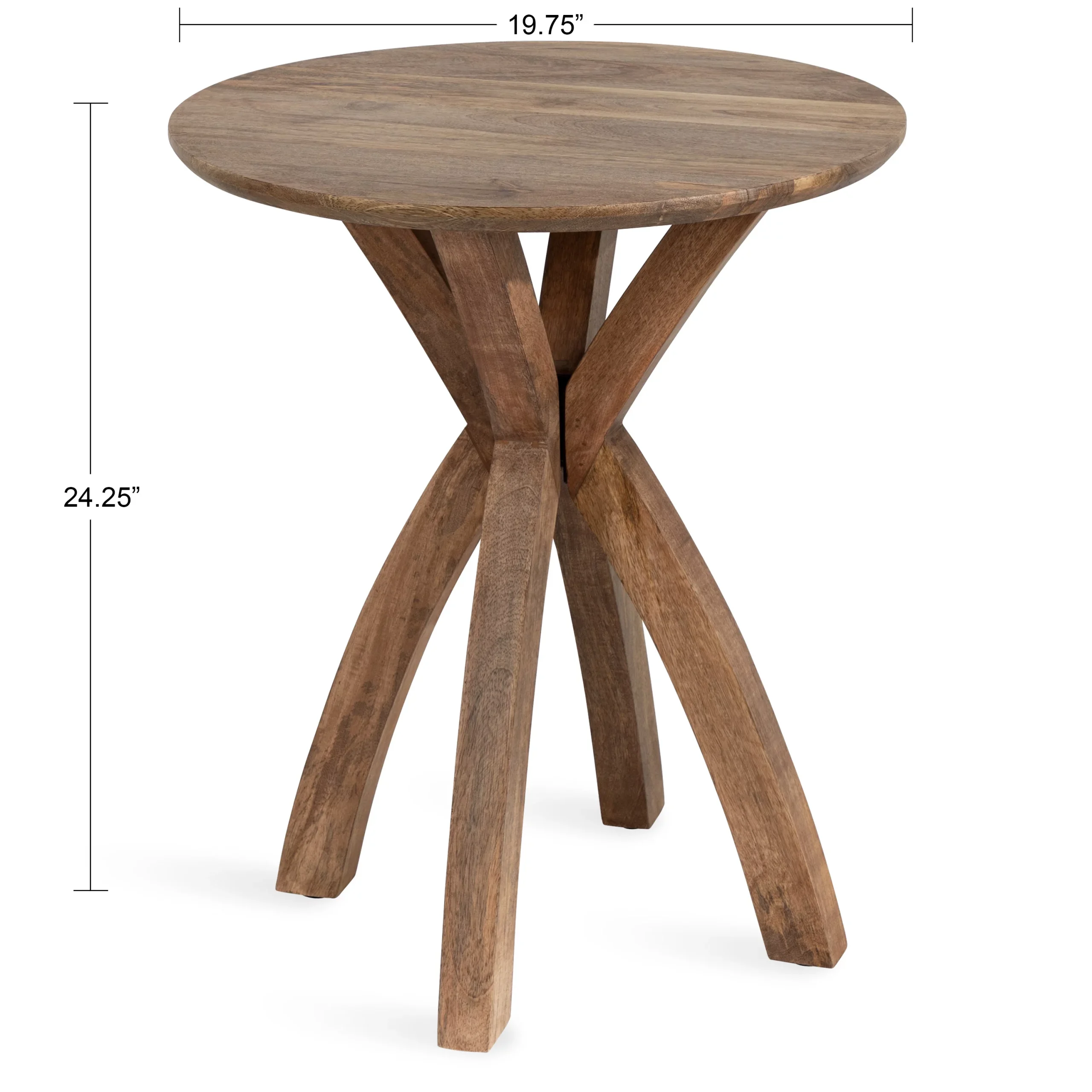 Kate and Laurel Soleyn Mid-Century Round Wood Side Table, 20 x 20 x 25, Natural, Decorative End Table with Boho Style for Use as Bedroom Nightstand or Living Room Accent - Image 2