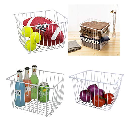 Freezer Wire Baskets, Kitchen Storage Organizer Bins for Chest and Upright Freezer, Refrigerator Dividers Containers with Handles – Pearl White (3) - Image 29