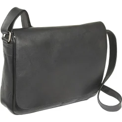 Le Donne Leather Flap Over Shoulder Bag Black