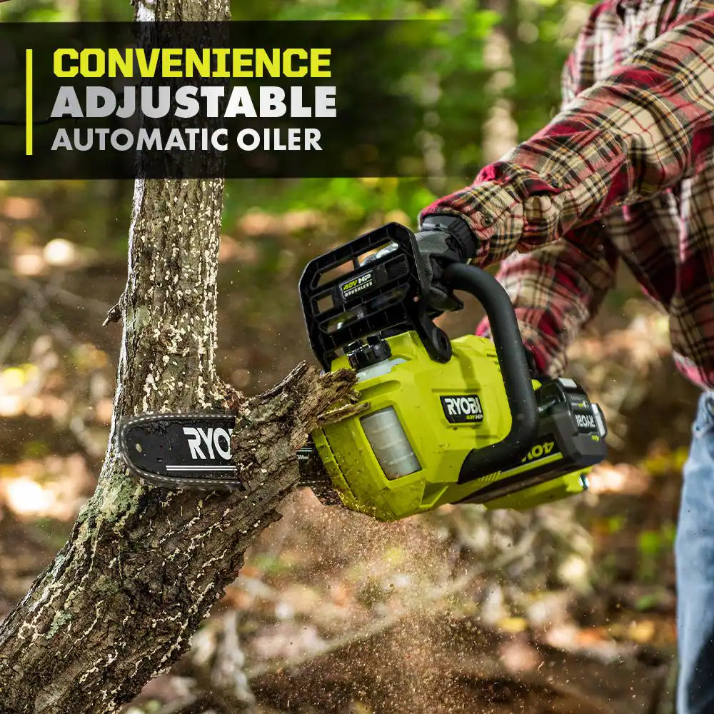 RYOBI RY405010BTL 40V HP Brushless 14 in. Cordless Battery Chainsaw (Tool Only) - Image 6