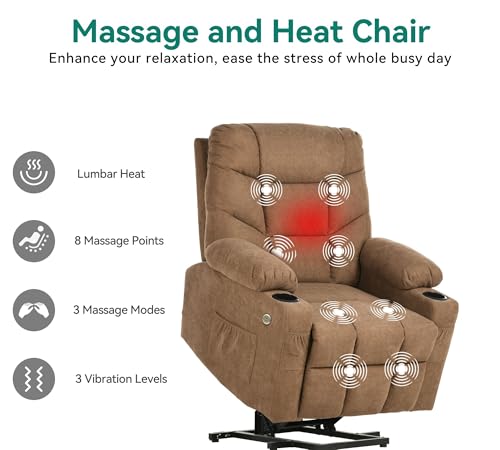 YITAHOME Power Lift Recliner Chair, Modern Fabric Recliner Chair with Massage and Heat, Spacious Seat, USB Ports, Cup Holders, Remote Control, Suitable for Living Room Dark Grey2 - Image 8