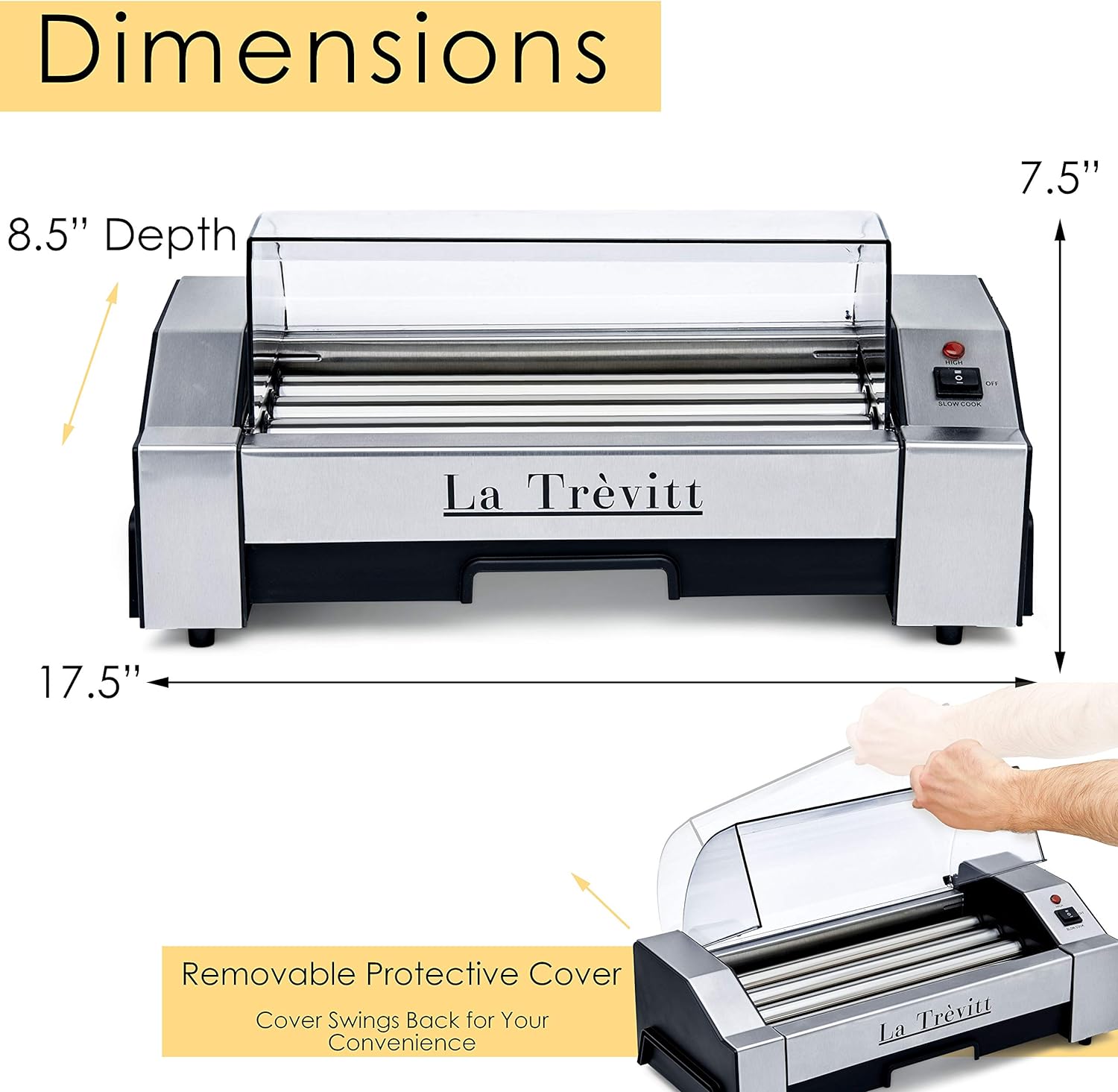 La Trevitt Hot Dog Roller- Sausage Grill Cooker Machine- 6 Hot Dog Capacity – Commercial and Household Hot Dog Machine for Family Use - Image 7