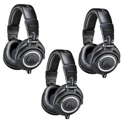 Audio-Technica ATH-M50x Professional Monitor Headphones, Black, 3 Pack