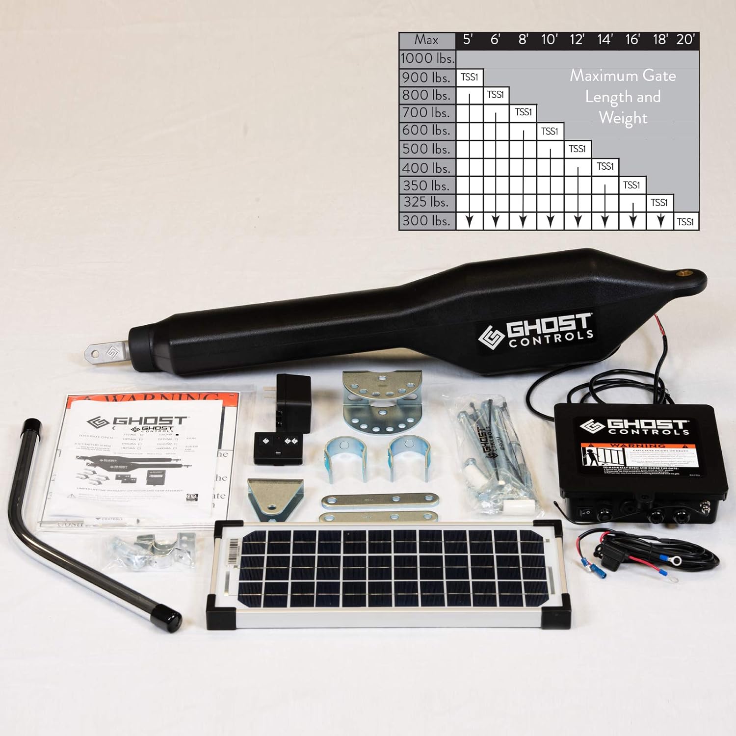 GC GHOST CONTROLS TSS1XP Heavy-Duty Solar Single Automatic Gate Opener Kit for Swing Gates Up to 20 Feet (ft.) - Image 6