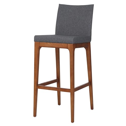 New Pacific Direct Devon PU Leather Counter stool,Walnut Brown Legs,Antique Gray,Set of 2 - Image 8
