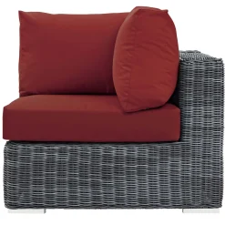 Alternative view of Modern Contemporary Urban Design Outdoor Patio Balcony Garden Furniture Sofa Corner Chair, Sunbrella Rattan Wicker, Red