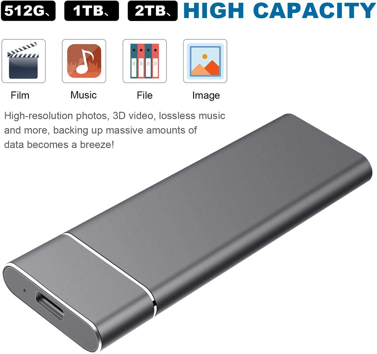 External Hard Drive Compatible for Mac, PC, Desktop, Laptop, Portable 2TB External Hard Drive, Ultra Slim Hard Drive, YSYDYPBB-05 (2TB, C-Black) - Image 3
