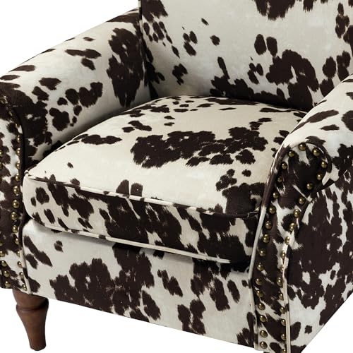 HULALA HOME Modern Wingback Accent Chair with Wood Legs & Removable Cushion, Comfy Upholstered Armchair with Nailhead Trim, Floral Pattern Single Sofa Chair for Living Room Bedroom, Blue - Image 48
