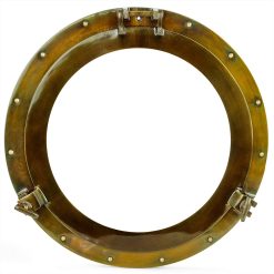 Nagina International, 17 Aluminum Porthole Antique Finish~Port Window Glass Ship Porthole Decor Pack of 2