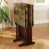 TV Tray Table 4 Piece Set with Stand – Faux Marble and Dark Brown