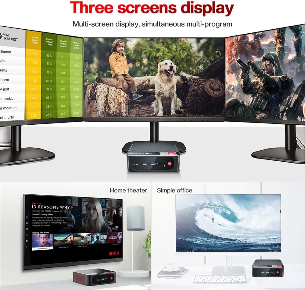 Beelink SER4 Ryzen Mini PC Windows 11 AMD Ryzen 7 4800U(7nm, 8C/16T)up to 4.2GHz, 32GB DDR4 RAM 512GB NVME SSD, 4K@60Hz Triple Display Dual HDMI+Type-C, Support 57W Mini Gaming Computer WiFi 6E BT5.0 - Image 9
