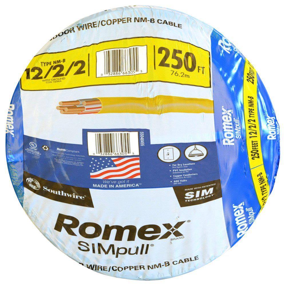 Southwire 250 ft. 12/2/2 Solid Romex SIMpull Cu NM-B W/G Wire - Image 2