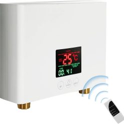 LQWY Mini Electric Tankless Water Heater 3000W 110V Instant Hot Water Heater with Remote Control Digital Display On Demand Under Sink Water Heater for Home Kitchen Sink Washing Indoor