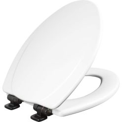Mayfair 130orsl 000 Toilet Seat with Oil-Rubbed Bronze Hinges Will Slow Close and Never Come Loose, Elongated, Durable Enameled