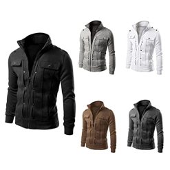 Bomber Jacket Men, Men’s Jackets-Windproof Lightweight Bomber Jacket Full Zip Winter Warm Padded Coats Outwear