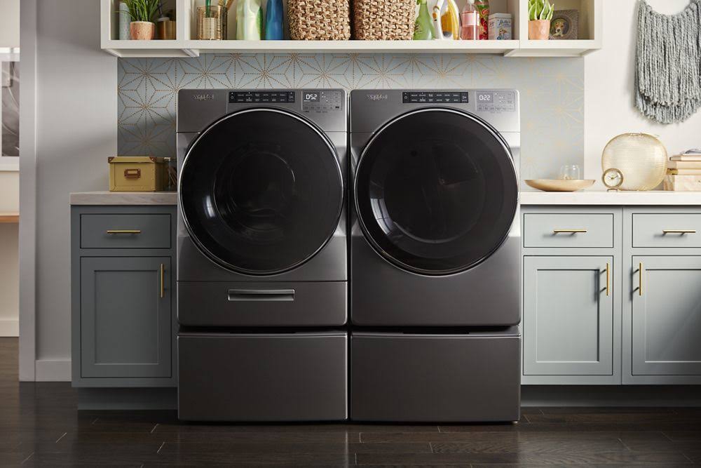 Whirlpool 15.5×22 Pedestal for Front Load Washer and Dryer with Storage WFP2715HC – Chrome Shadow - Image 3