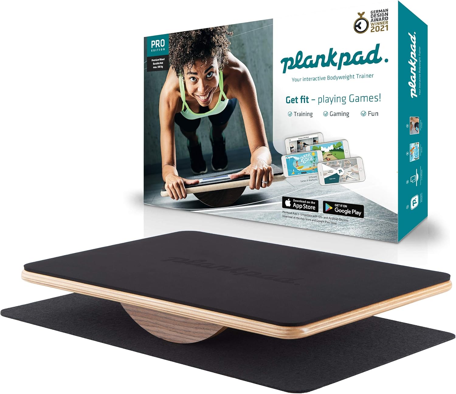 Plankpad PRO – Plank Board Core Trainer & Full Body Fitness while Playing Games & Workouts on iOS/Android App – Balance Board, Exercise Equipment
