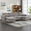 Soges U-Shaped Sectional Sofa with Ottoman, Convertible Couch for Living Room, 5 Seater Sofa, Gray, 110×54