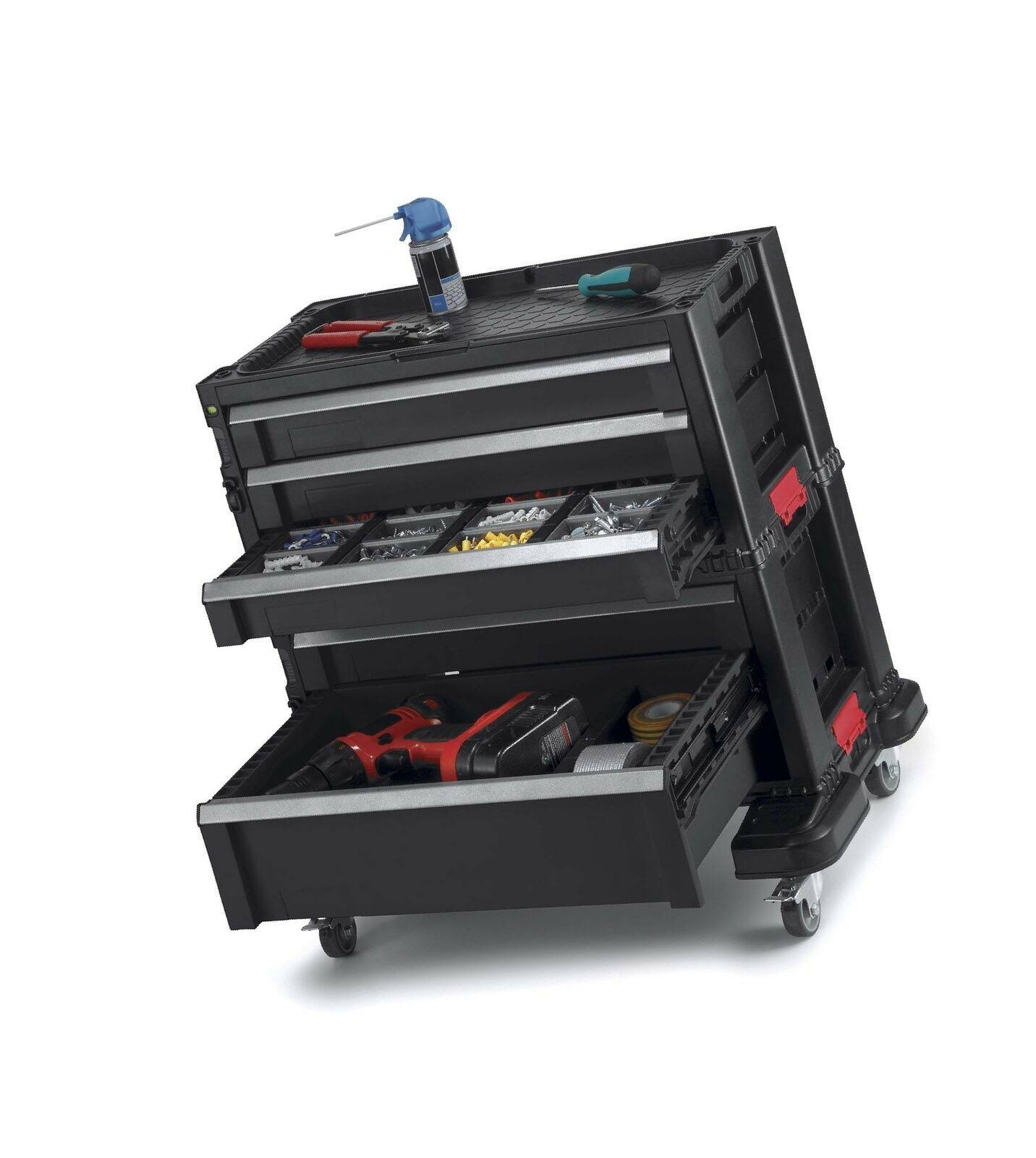 Keter 5 Drawer Modular Tool Storage, Plastic Resin Chest, Black - Image 2